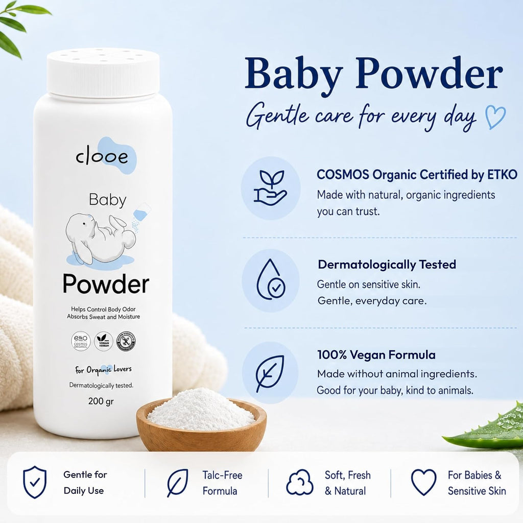 Clooe Baby Powder – COSMOS Organic, dermatologically tested, vegan
