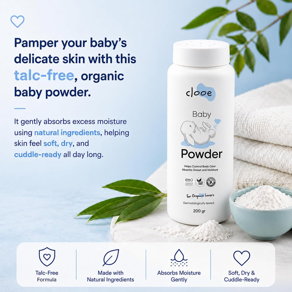 Clooe Baby Powder – talc-free formula