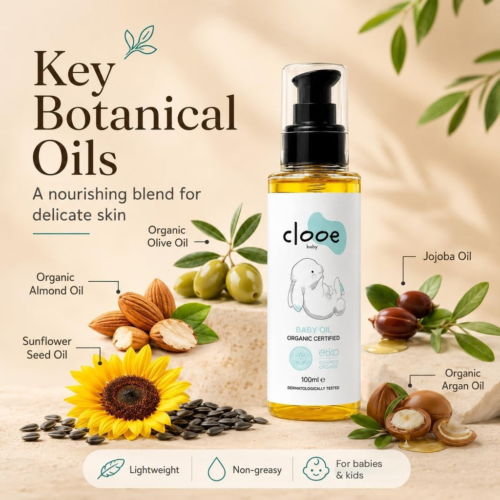 Clooe Organic Baby Oil – key botanical oils