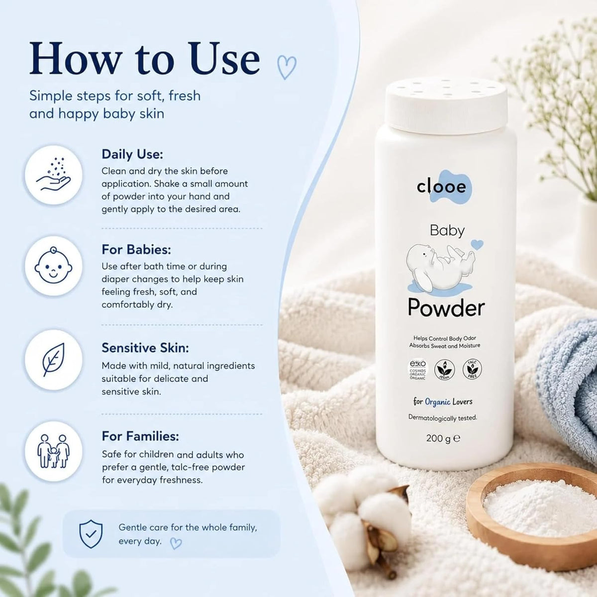 Clooe Baby Powder – how to use