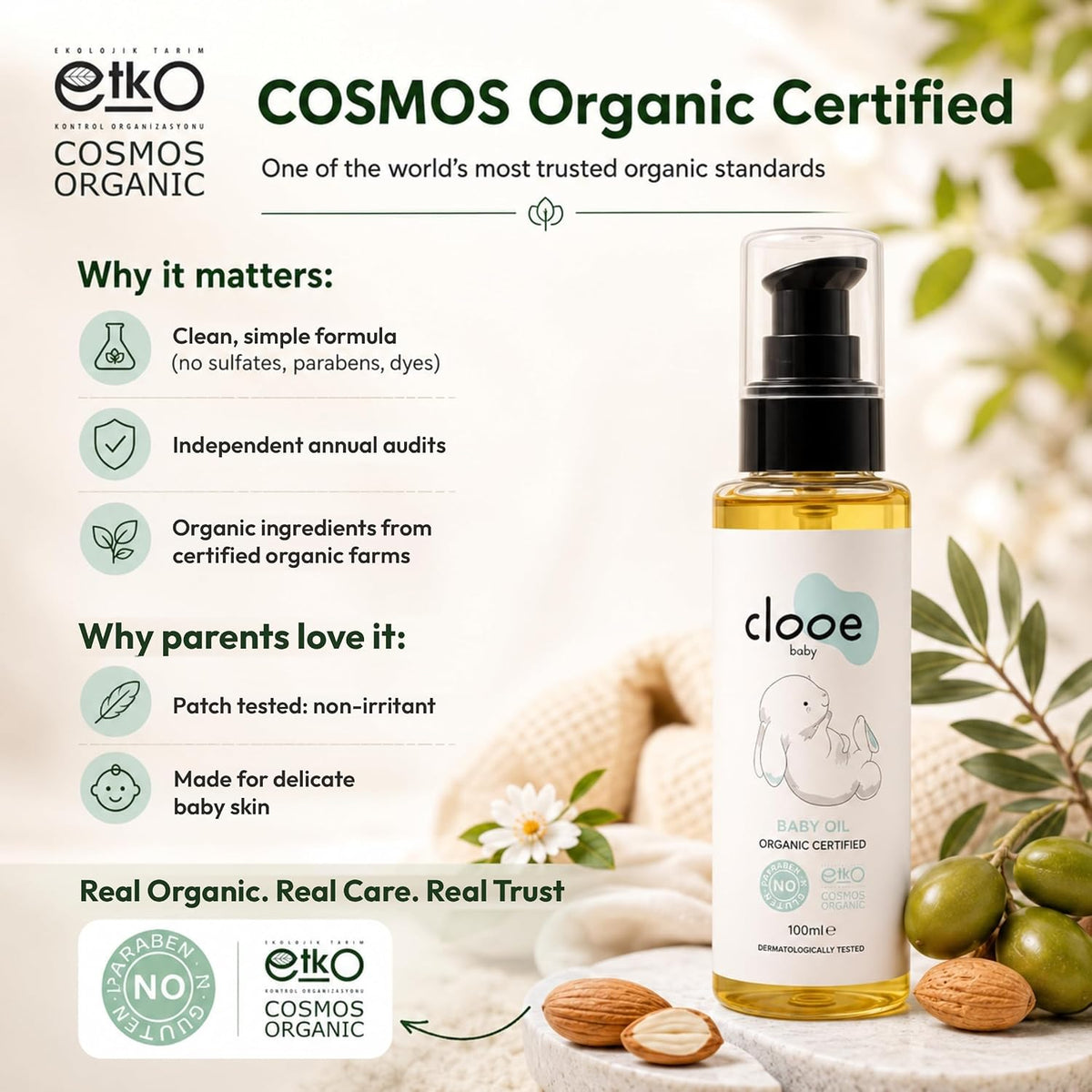 Clooe Organic Baby Oil – COSMOS Organic certified