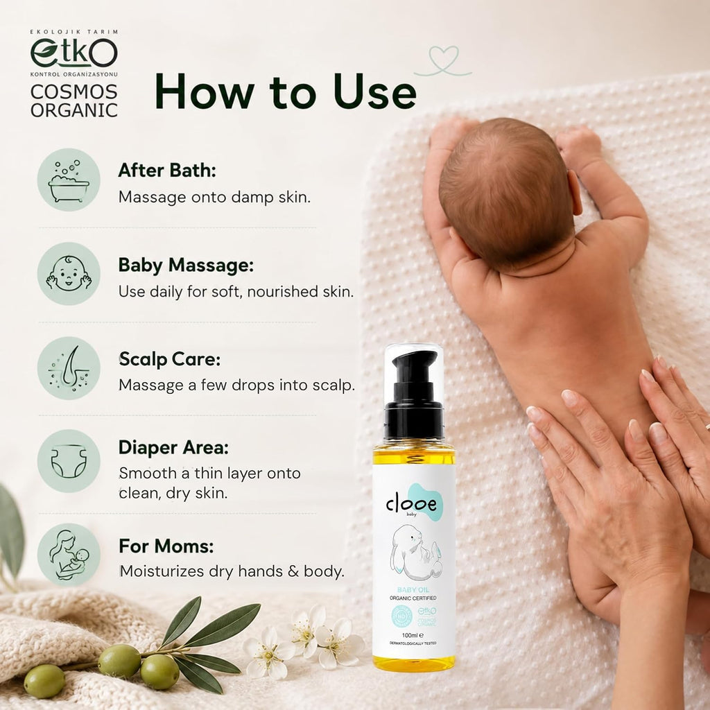 Clooe Organic Baby Oil – how to use