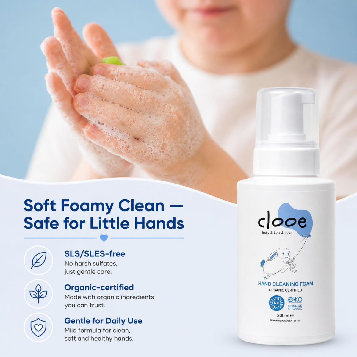 Clooe Organic Foaming Hand Wash – Aloe Vera & Blueberry, 300 mL – image 4